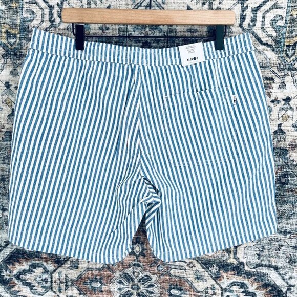 NN. 07 Gregor Drawstring Shorts Size XL Blue Stripe Elastic Waist Pockets New - Picture 3 of 12